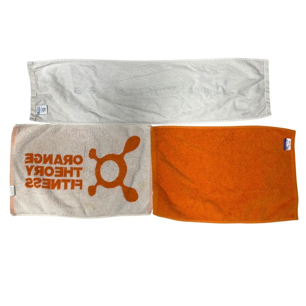 Orangetheory Fitness Gym Towel Set Bundle 3 Pack Cotton Blend Orange White